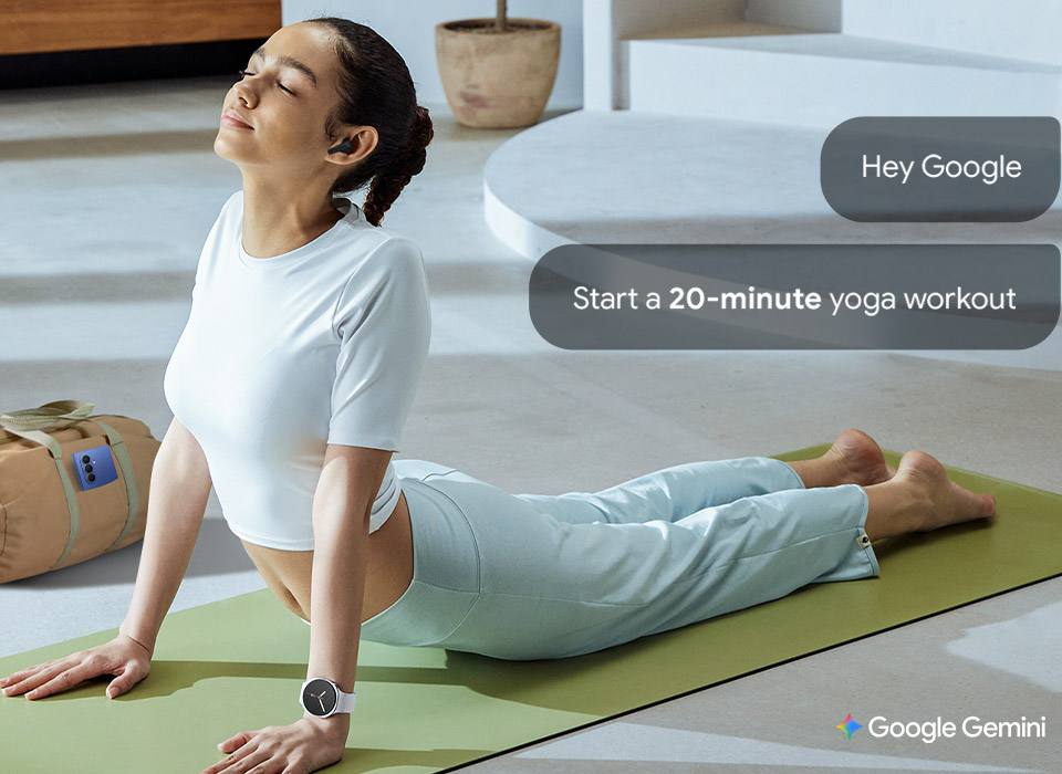 Słuchawki bezprzewodowe Samsung Galaxy Buds3 FE szare grafika przedstawia funkcje czatbota Gemini